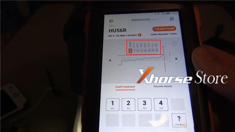 How to use xhorse dolphin xp005 to cut 2000 volvo s40 hu56 all key lost-5