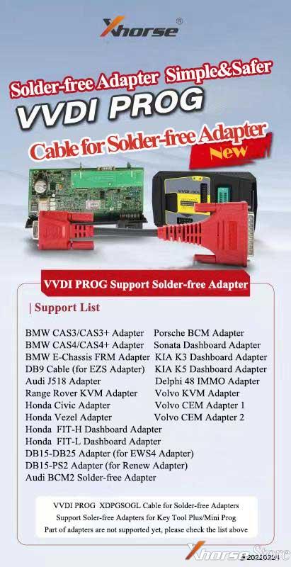 VVDI PROG XDPGSOGL Cable-Connect Solder Free Adapters