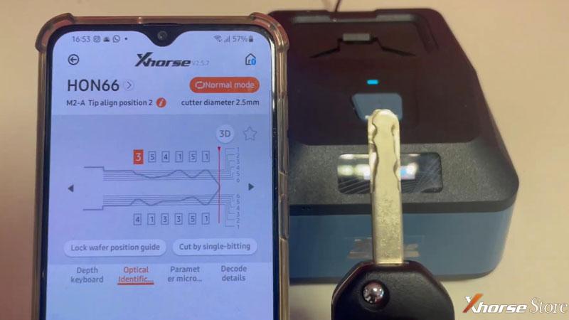 Xhorse Key Reader Read Honda HR-V HON66 Key Bitting